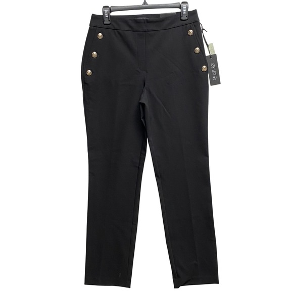 Rachel Zoe Black Hi Rise Slim Leg Button Front Ankle Pants Size 6 NWT - Picture 2 of 8